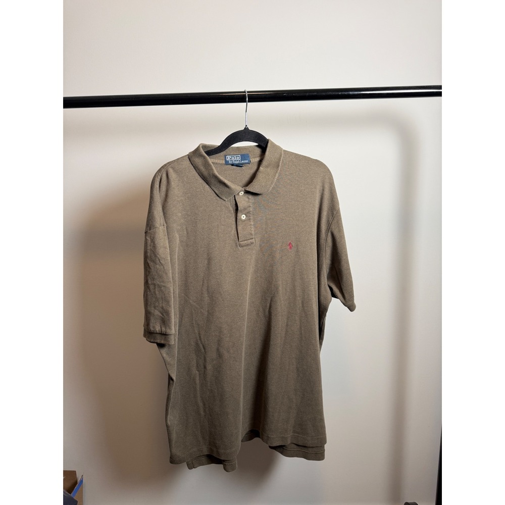 Polo Ralph Lauren Mens Short Sleeve Pique Polo Shirt Olive Brown Red Pony XL